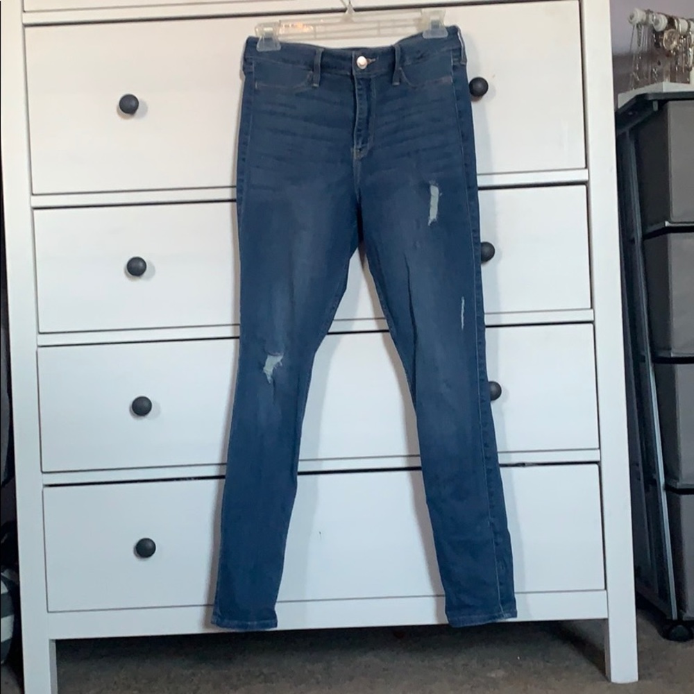 Medium Wash Distressed High Rise Jeggings